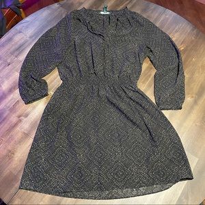 RALPH LAUREN Sheer Dress w/ Black Shift & Shirred Waist